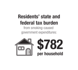 Resident's state and federal tax burden from smoking-caused government expenditures: $782 per household