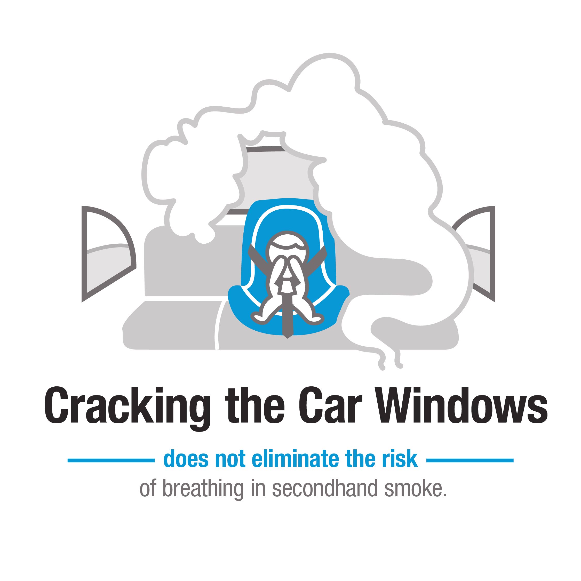 Cracking the car windows does not eliminate the risk of breathing in secondhand smoke.