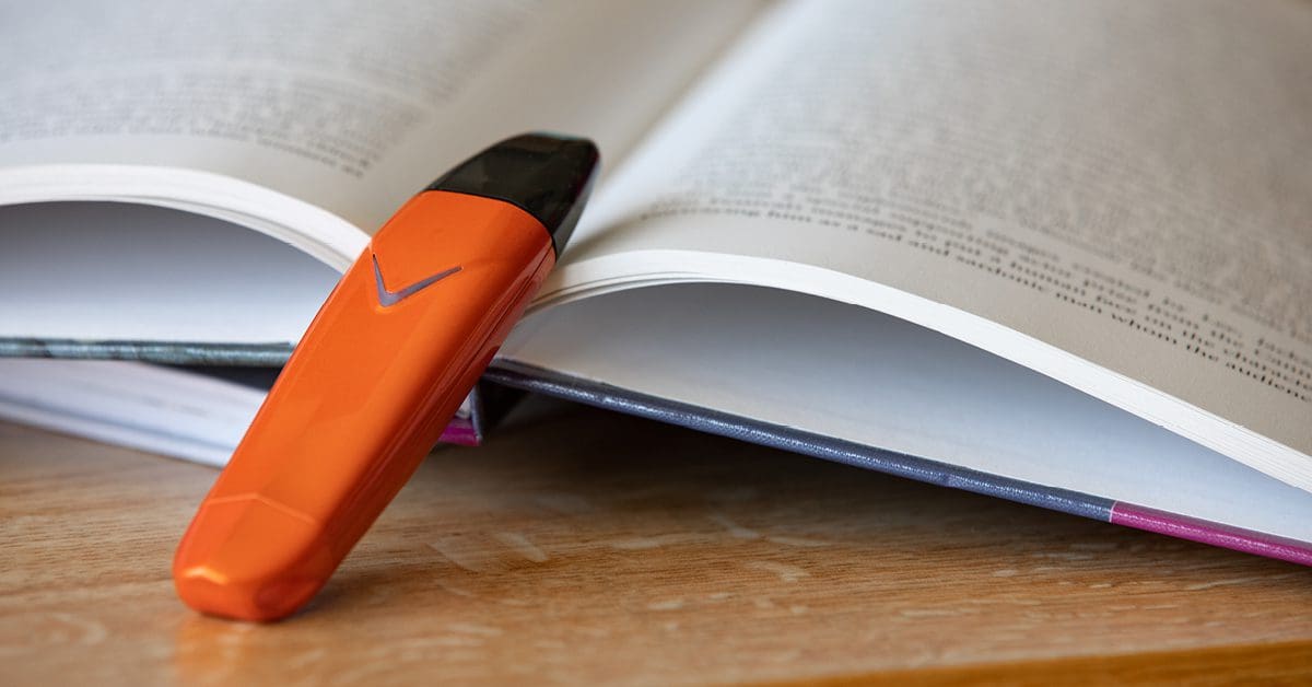 E-cigarette hidden in textbook