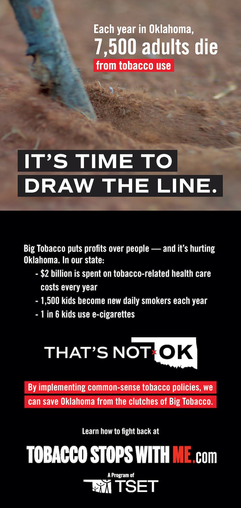 Each year in Oklahoma 7,500 adults die from tobacco use. It's time to draw the line.
