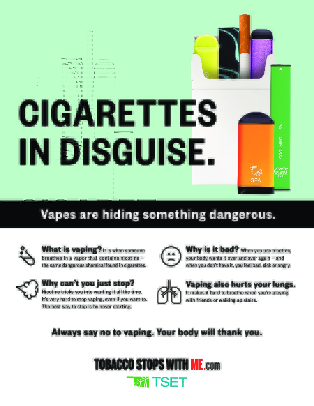 Vaping Dangers Handout for Kids and Schools | Tobacco Stops With Me