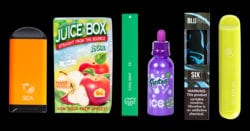 Various types of vape pens and juices