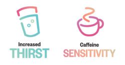 Increased thirsts, caffeine sensitivity.