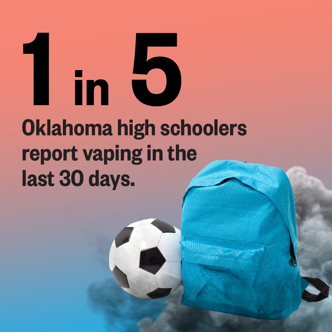 1 in 5 Oklahoma high schoolers report vaping in the last 30 days.
