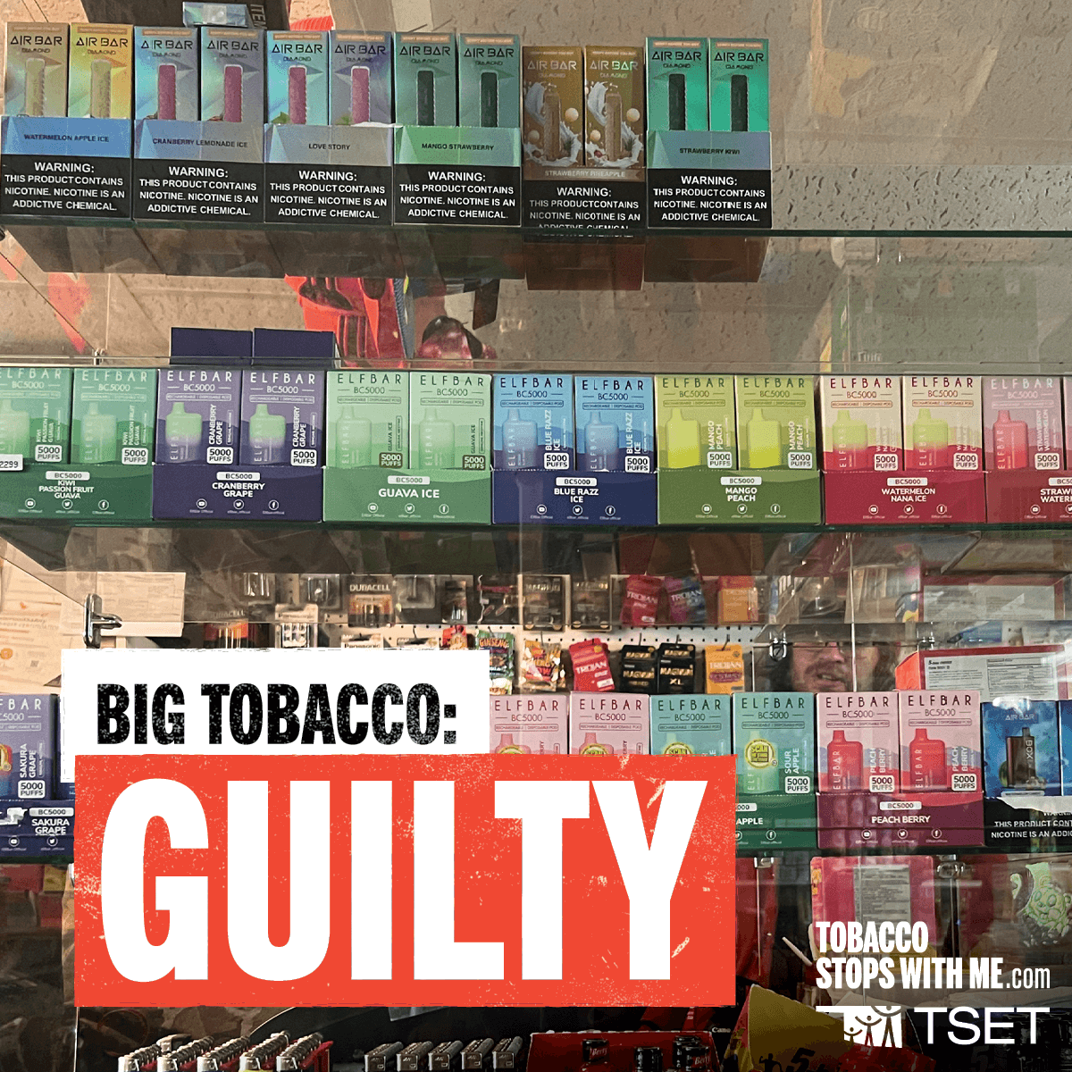 Tobacco products on a shelf