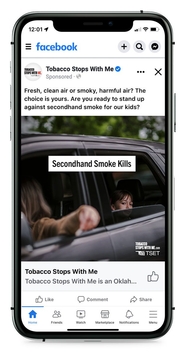 Secondhand smoke kills facebook ad