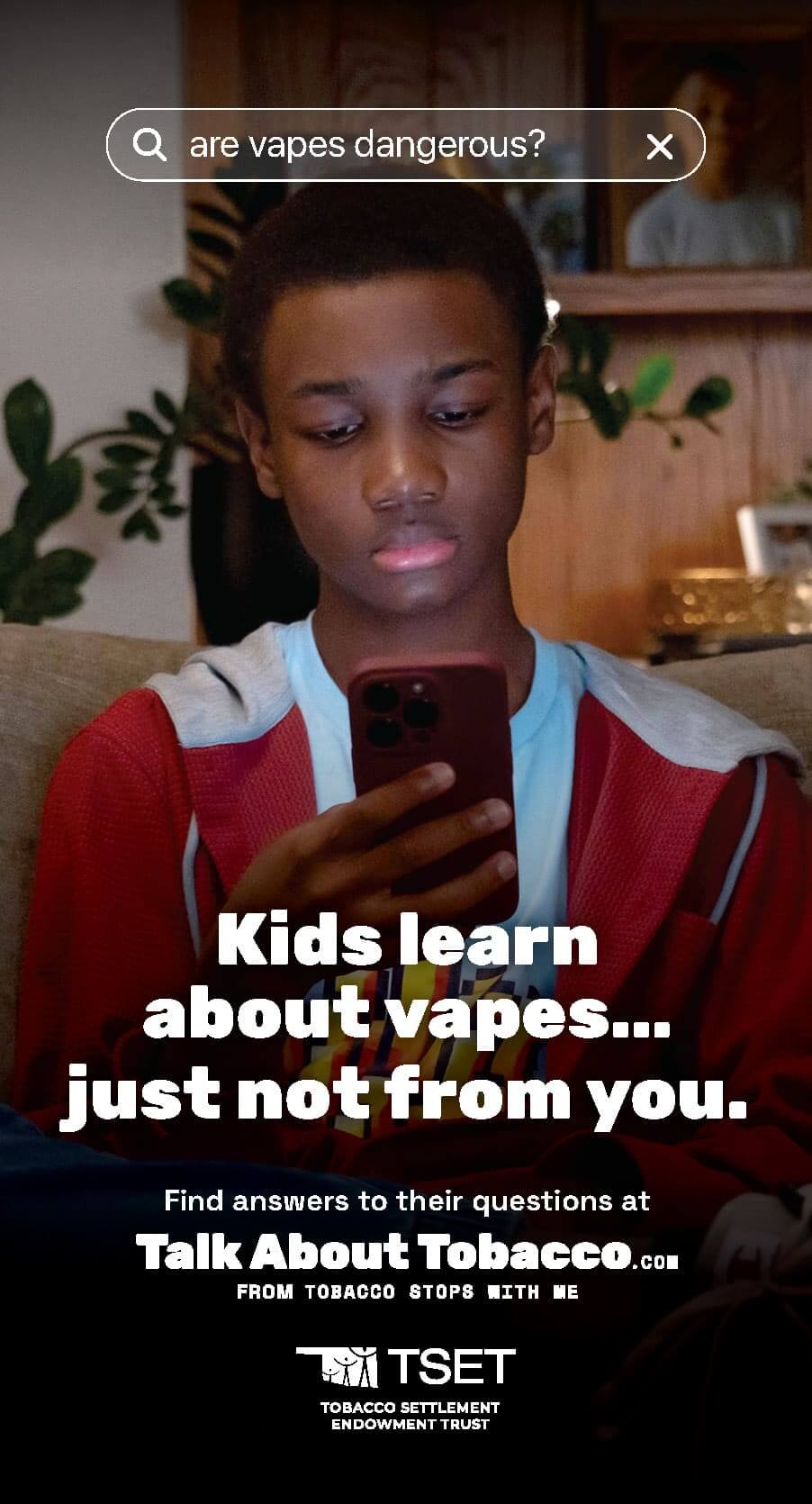 "Kids learn about vapes... Just not from you." poster