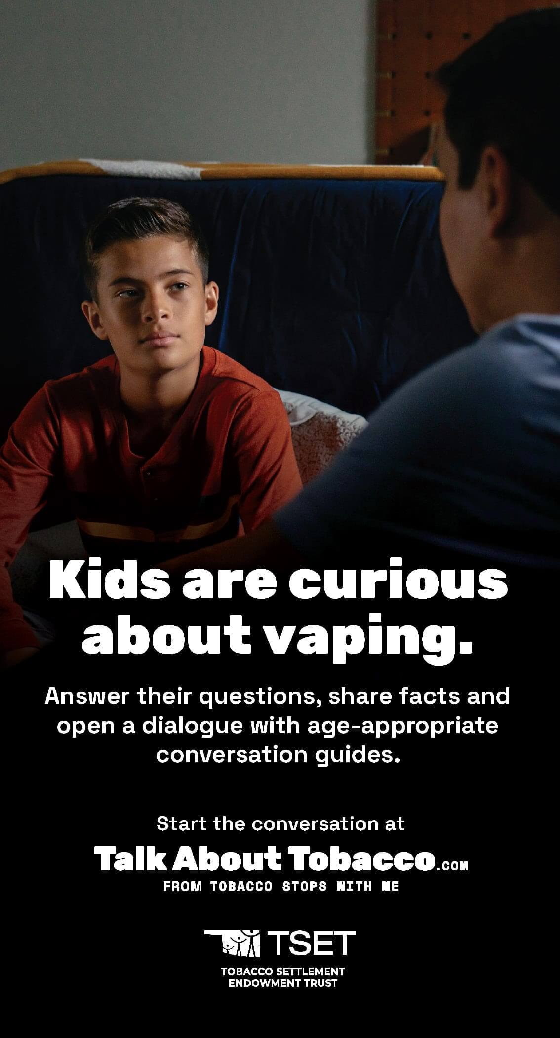 "Kids are curious about vaping" poster