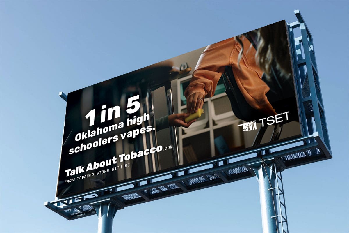 "1 in 5 Oklahoma high schoolers vapes." billboard