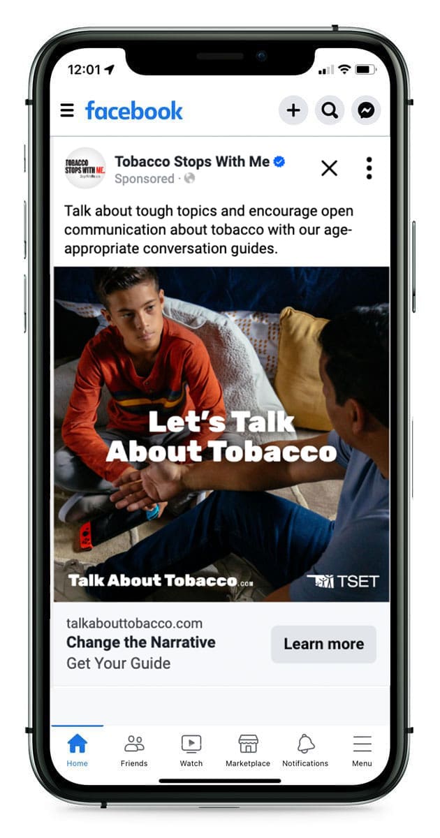 Talk about tobacco "let's talk about tobacco" social media post