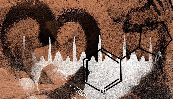 Graffiti graphic with nicotine chemical makeup and a heart