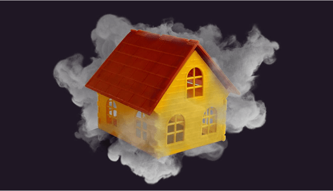 House surrounded by smoke
