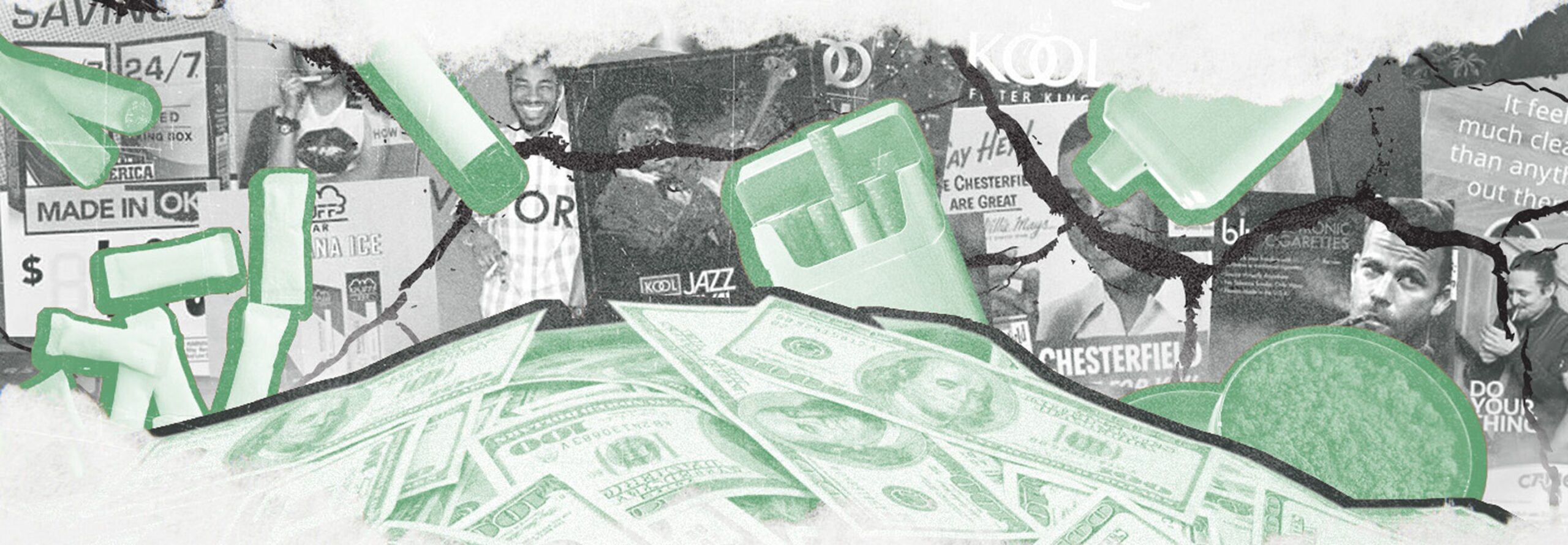 Industry Header collage - money and cigarettes