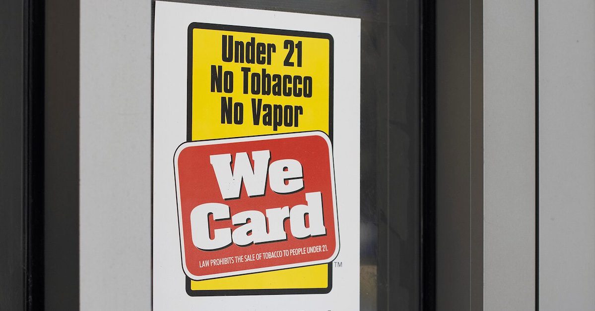 Under 21 - Signage in the window of a convenience store