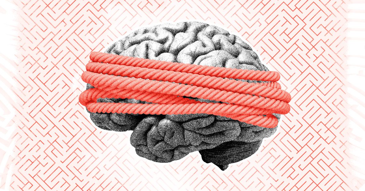 Brain wrapped in red rope