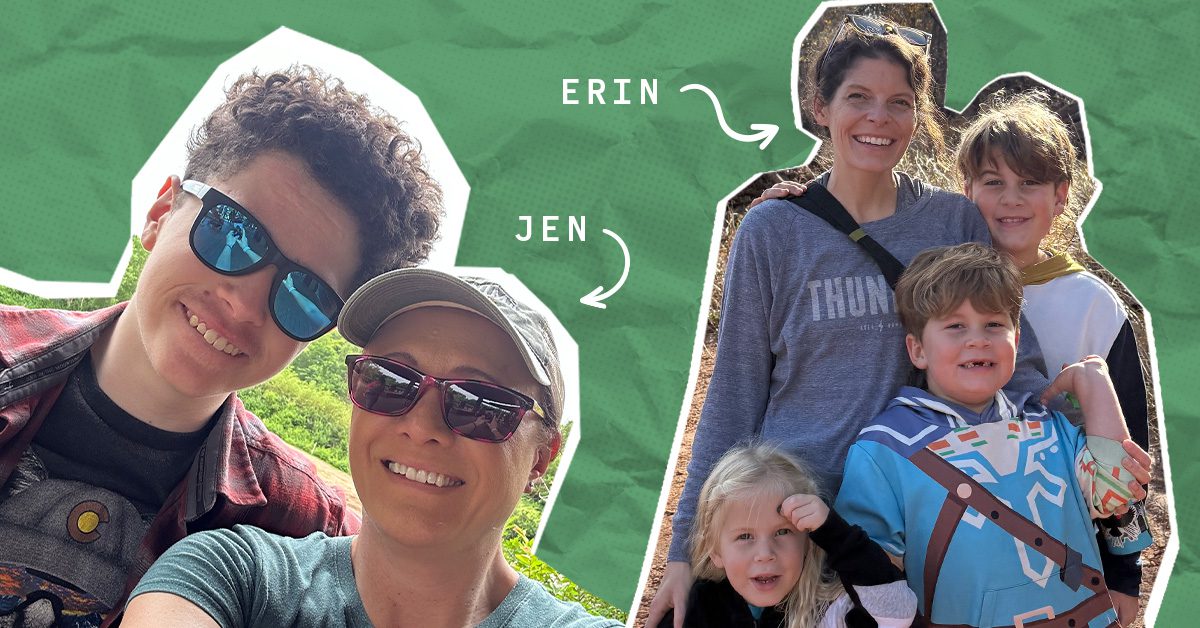 Jen and Erin with their children - talking to you kids about vaping